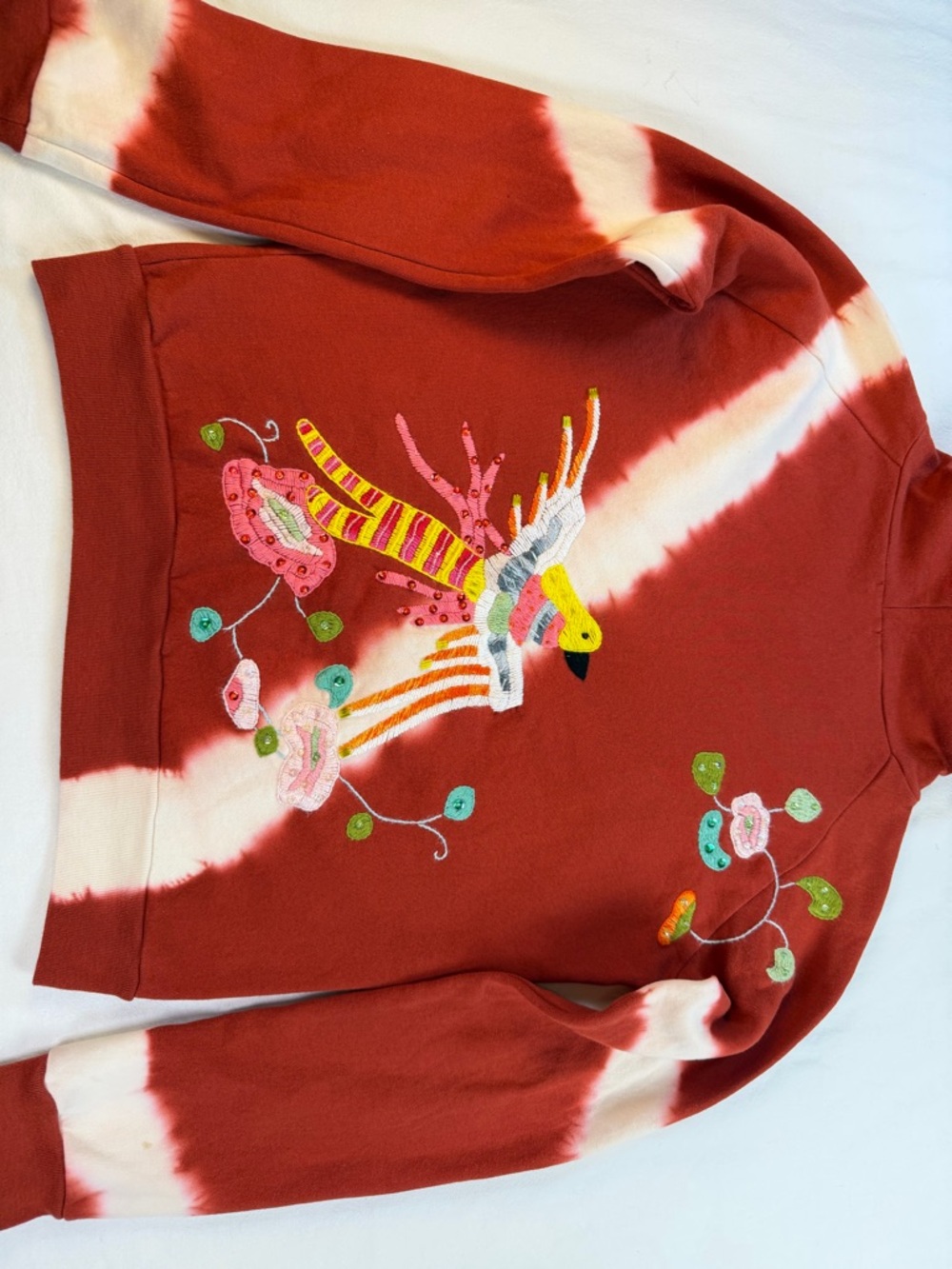 Switch Women’s Boho Tie Dye Embroidered Full Zip Cotton Hoodie Large - Picture 10 of 11